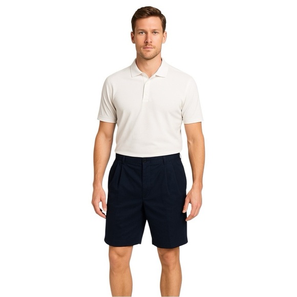 Nike Men’s Golf Shorts Size 40 Navy Blue Pleated Cotton Athletic Preppy - Picture 1 of 16